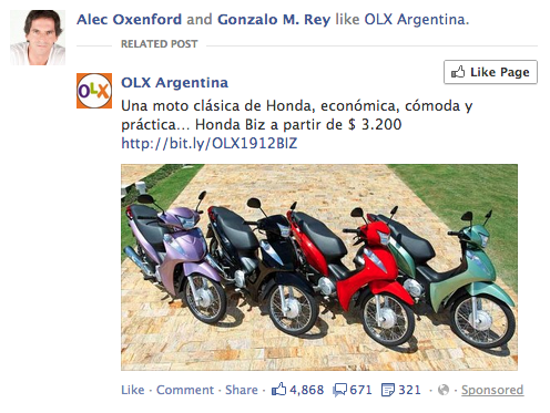 Ejemplo de Historias Patrocinadas en Facebook Ejemplo de Historias Patrocinadas en Facebook